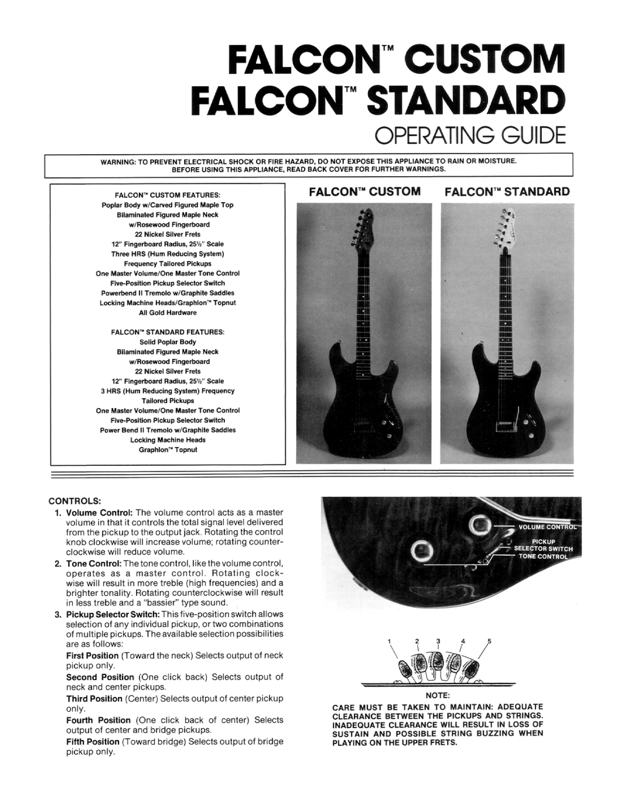 Peavey Falcon Standard User Manual