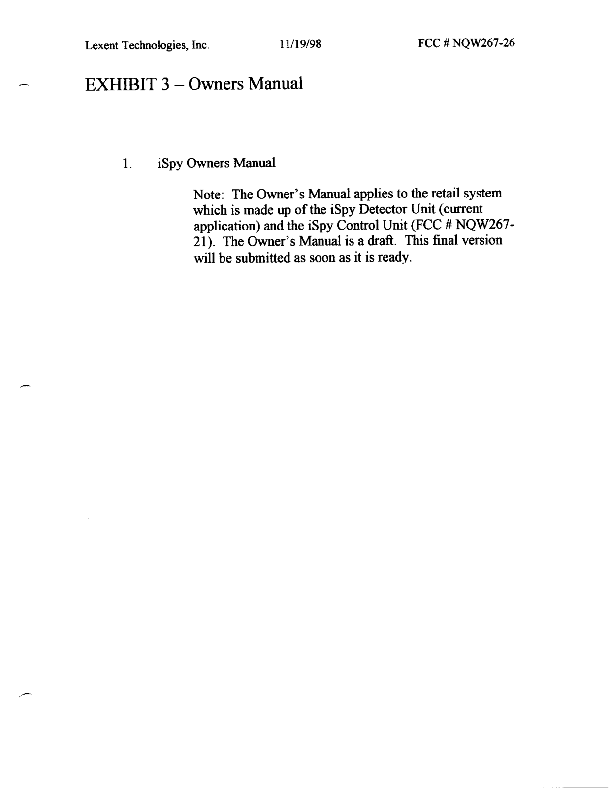 Lexent Technologies 267 26 User Manual - ManualMachine.com