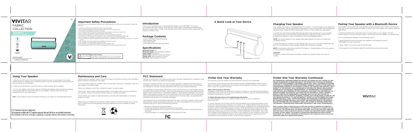 TESONIC TE VF60016BT User Manual