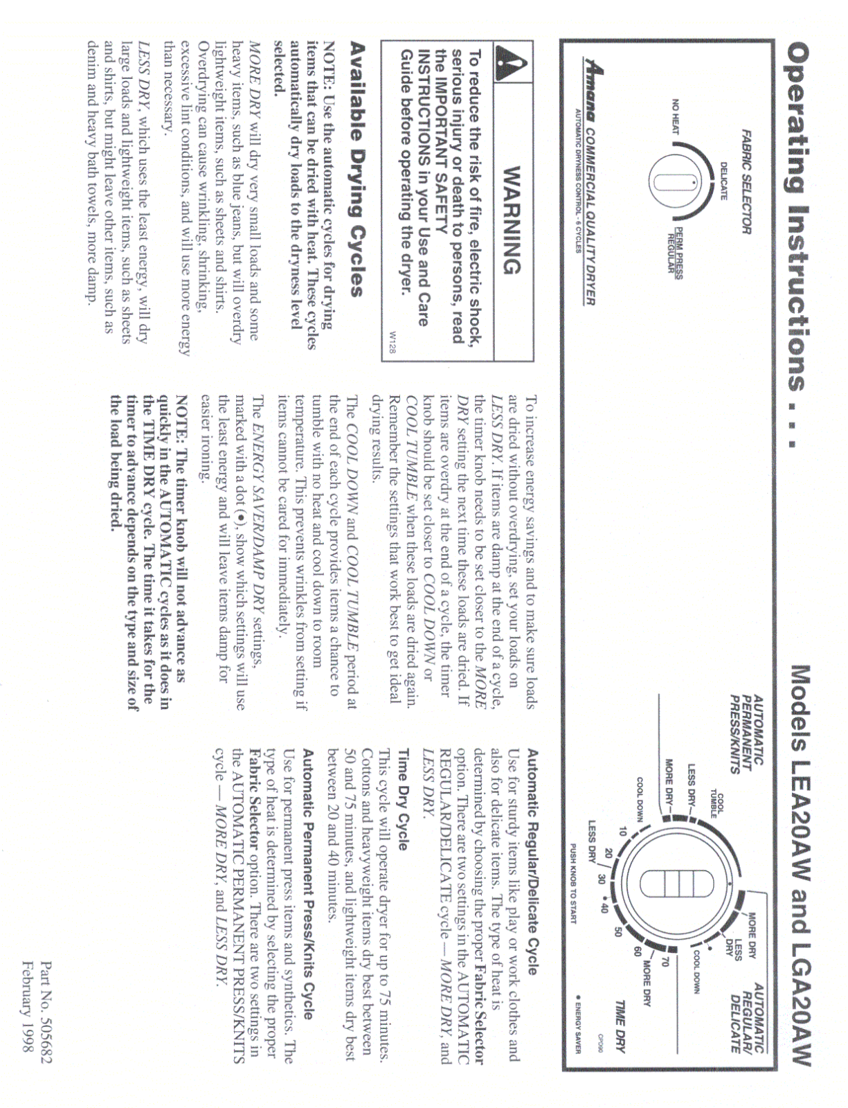 Amana LGA20AW User Manual