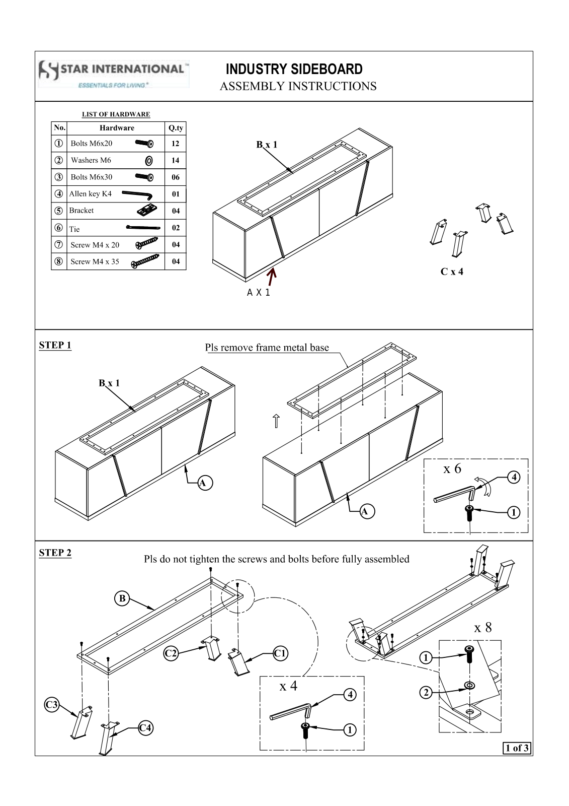 Essentials for Living 4631BLKAGRY Assembly Guide