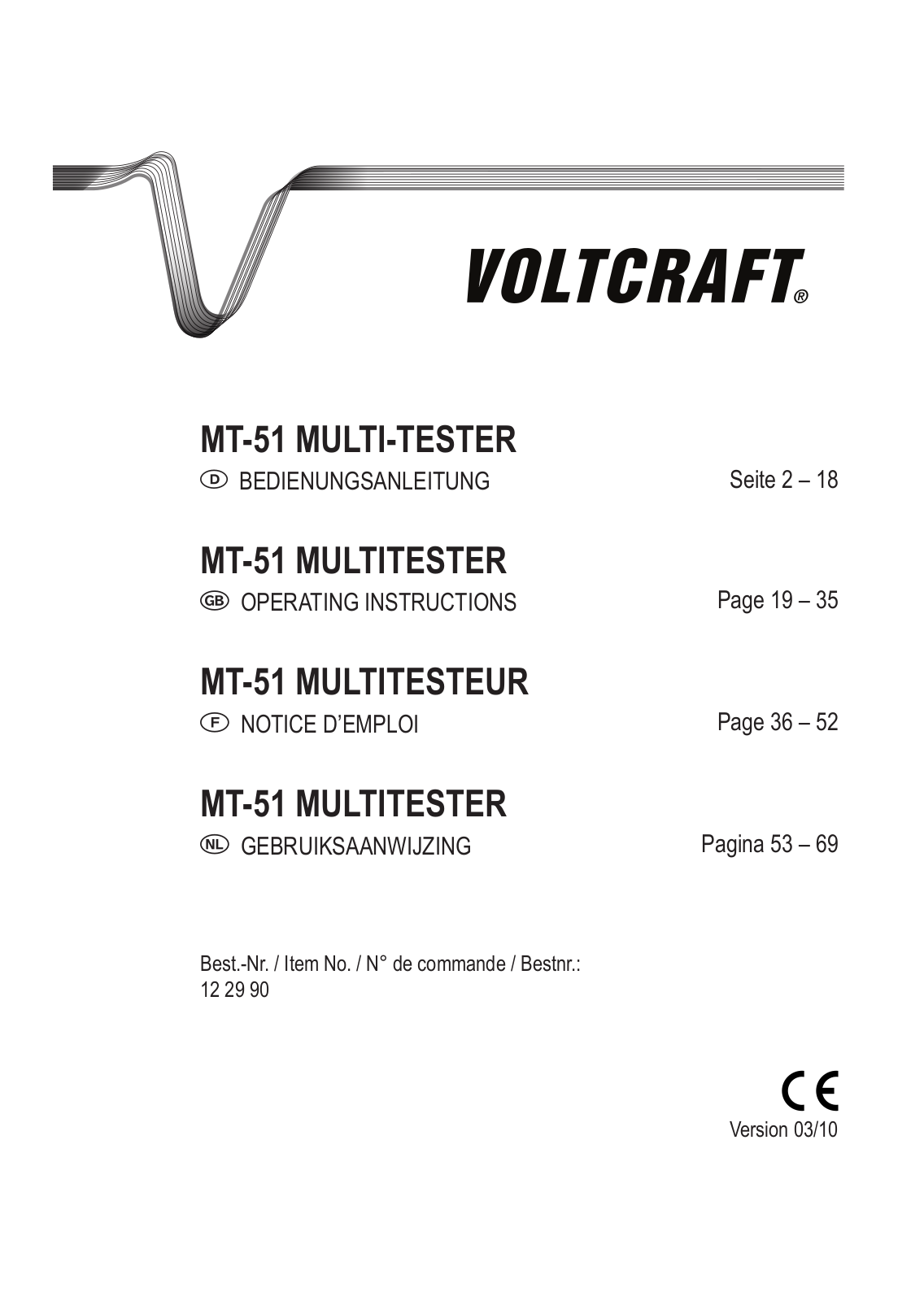 VOLTCRAFT MT-51 User guide