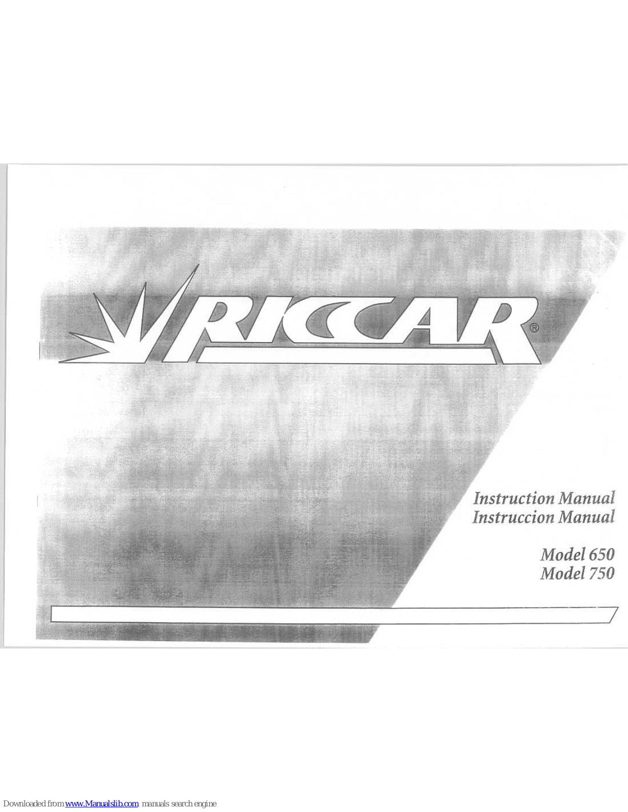 Riccar 650, 750 Instruction Manual