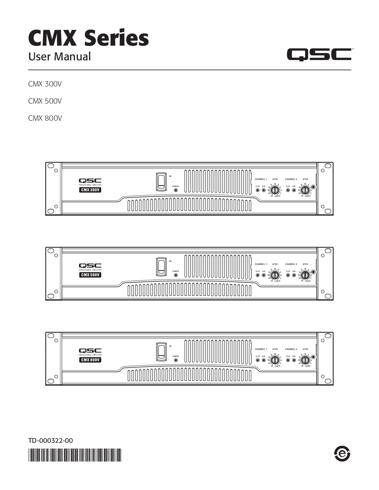 QSC CMX 300-V, CMX 500-V, CMX 800-V Owners manual