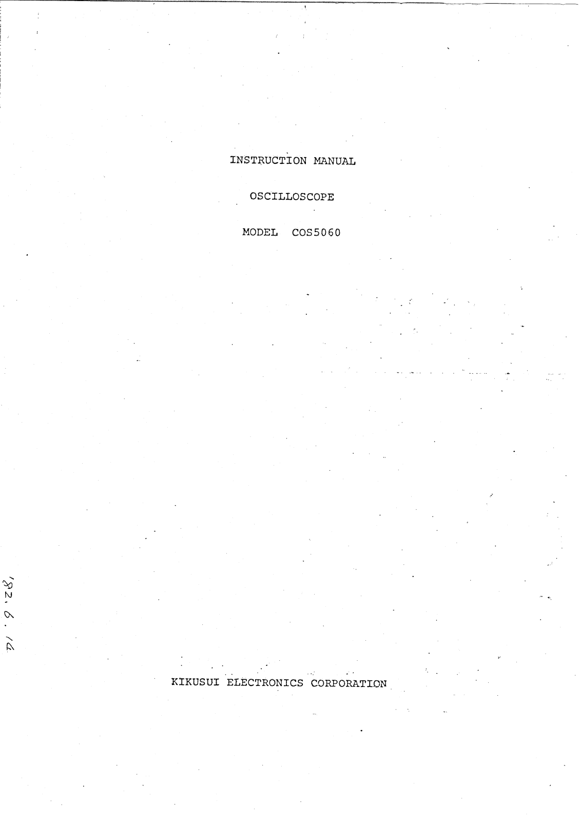 Kikusui Electronics Corporation COS5060 User Manual