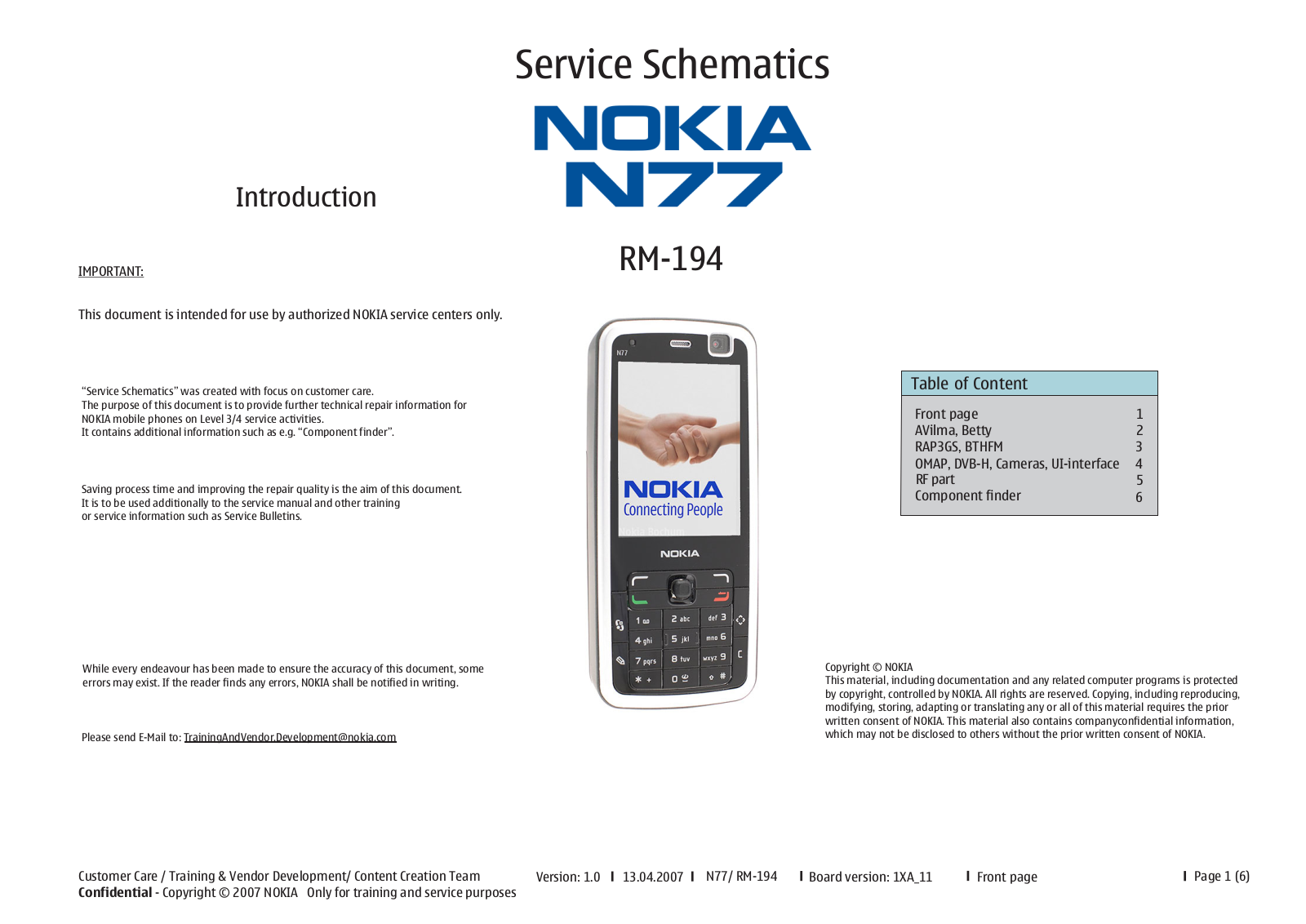 Nokia N77 RM-194, N77 RM-195 Schematic