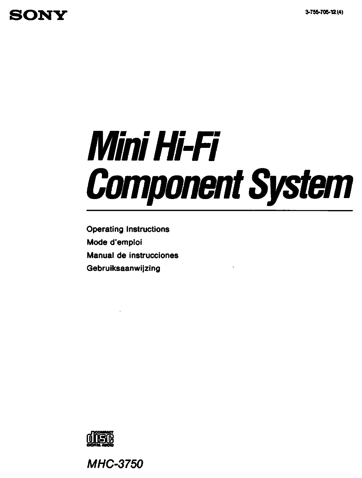Sony MHC-3750 Operating Manual