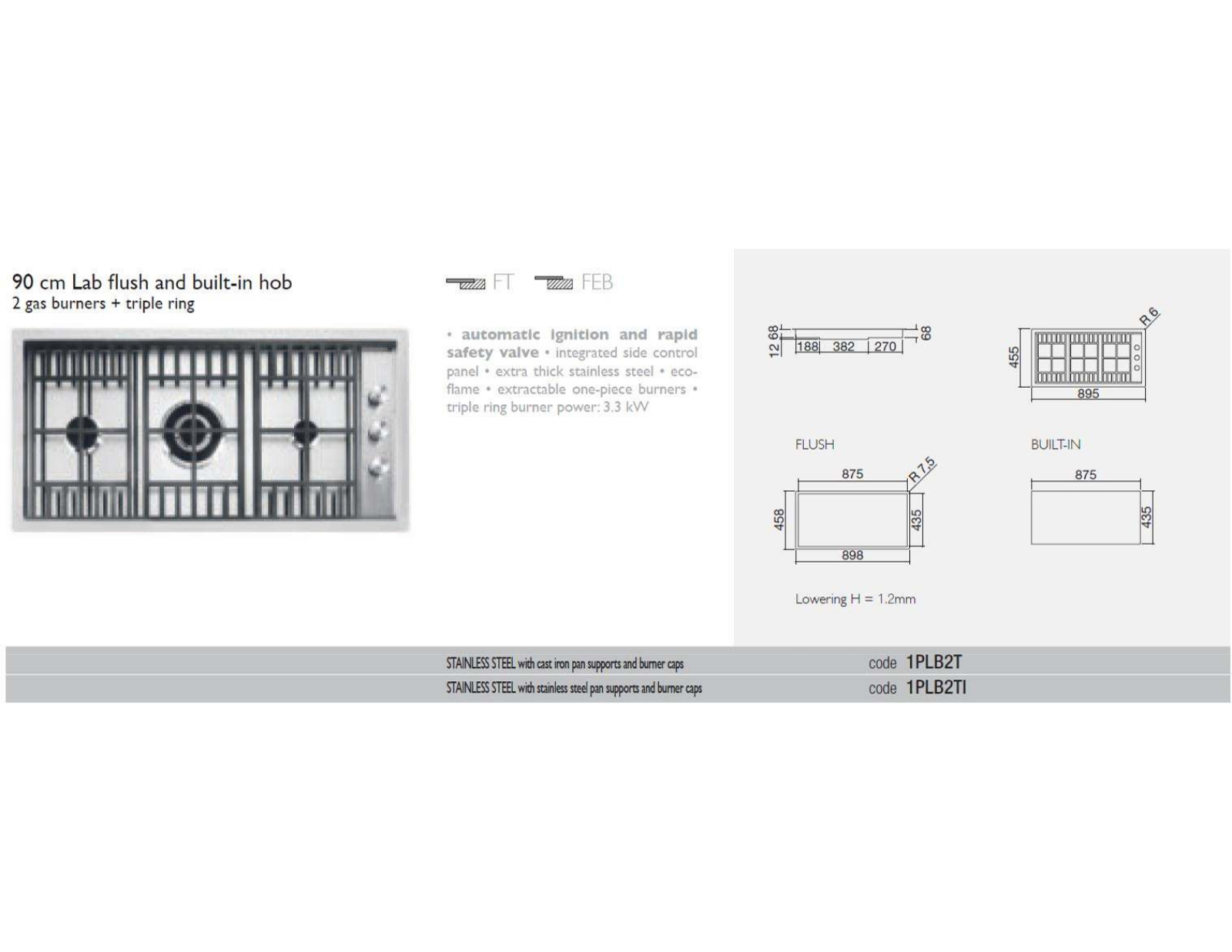 Barazza LABH900-3 Specifications Sheet