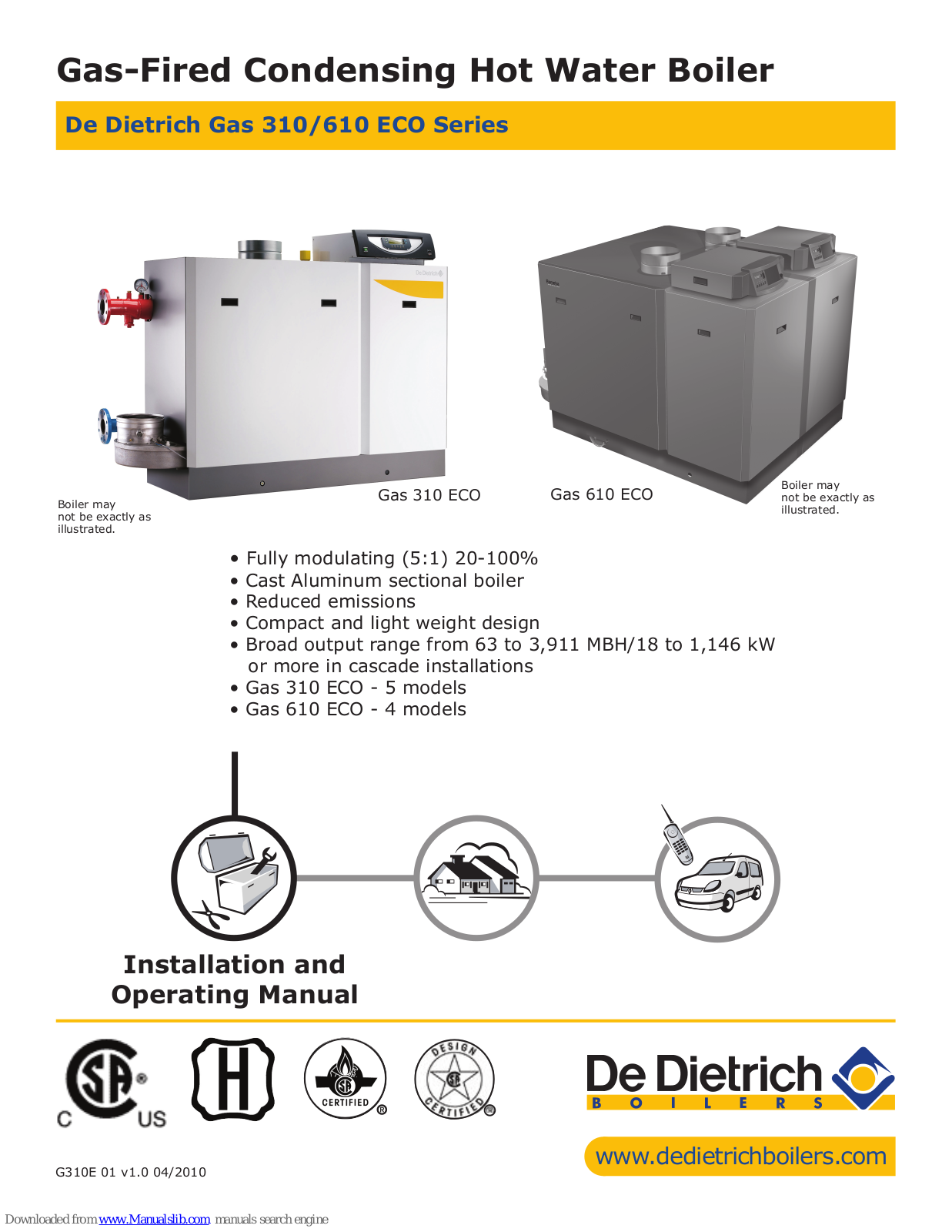 DeDietrich 310 ECO Series, 610 ECO Series, ECO 310-5, ECO 310-6, ECO 310-7 Installation And Operating Manual