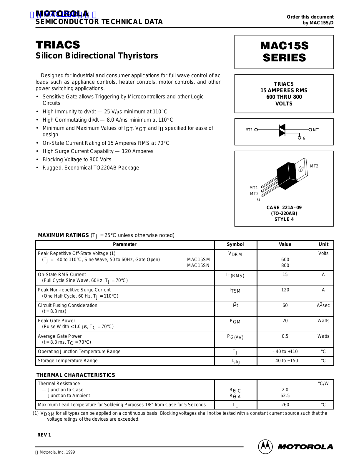 MOTOROLA MAC15S User Manual