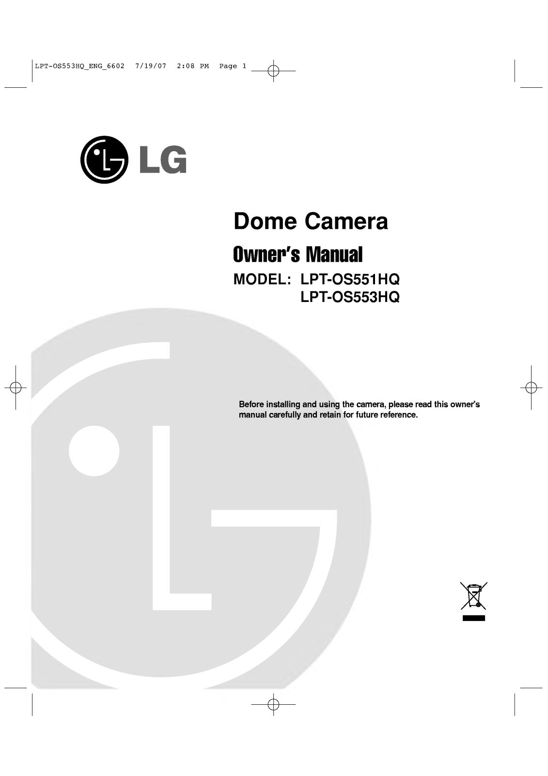 LG LPT-OS553HQ User Manual