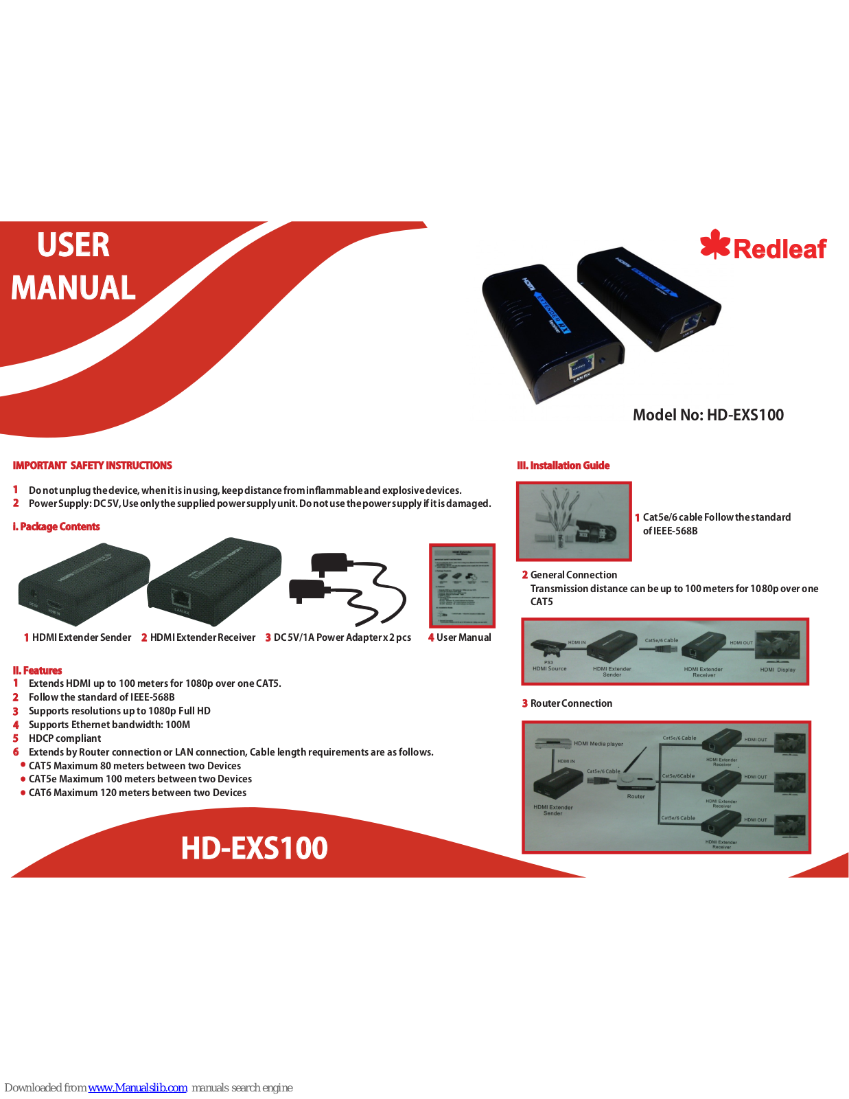 RedLeaf HD-EXS100 User Manual - ManualMachine.com