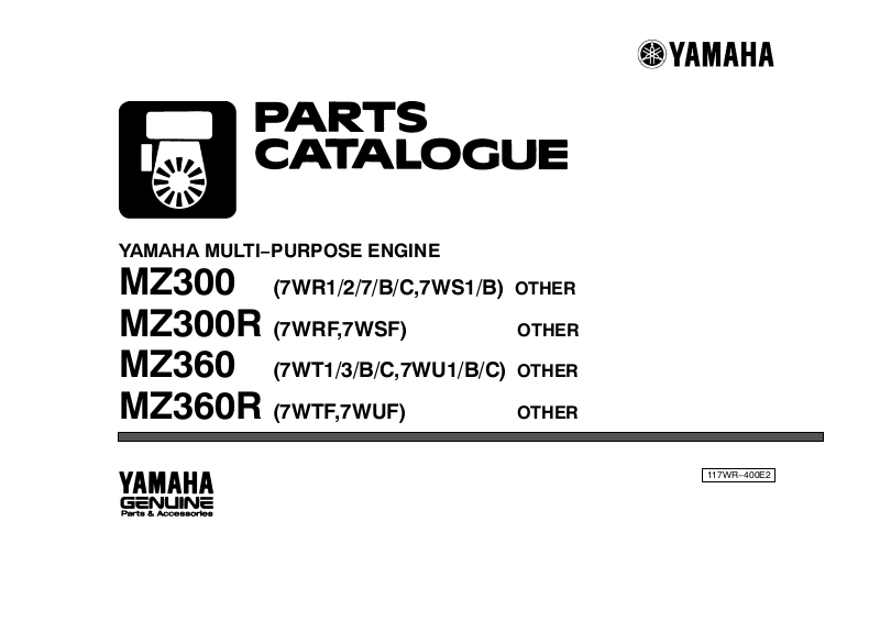 YAMAHA MZ300R, MZ300, MZ360R, MZ360 PARTS CATALOGUE E2