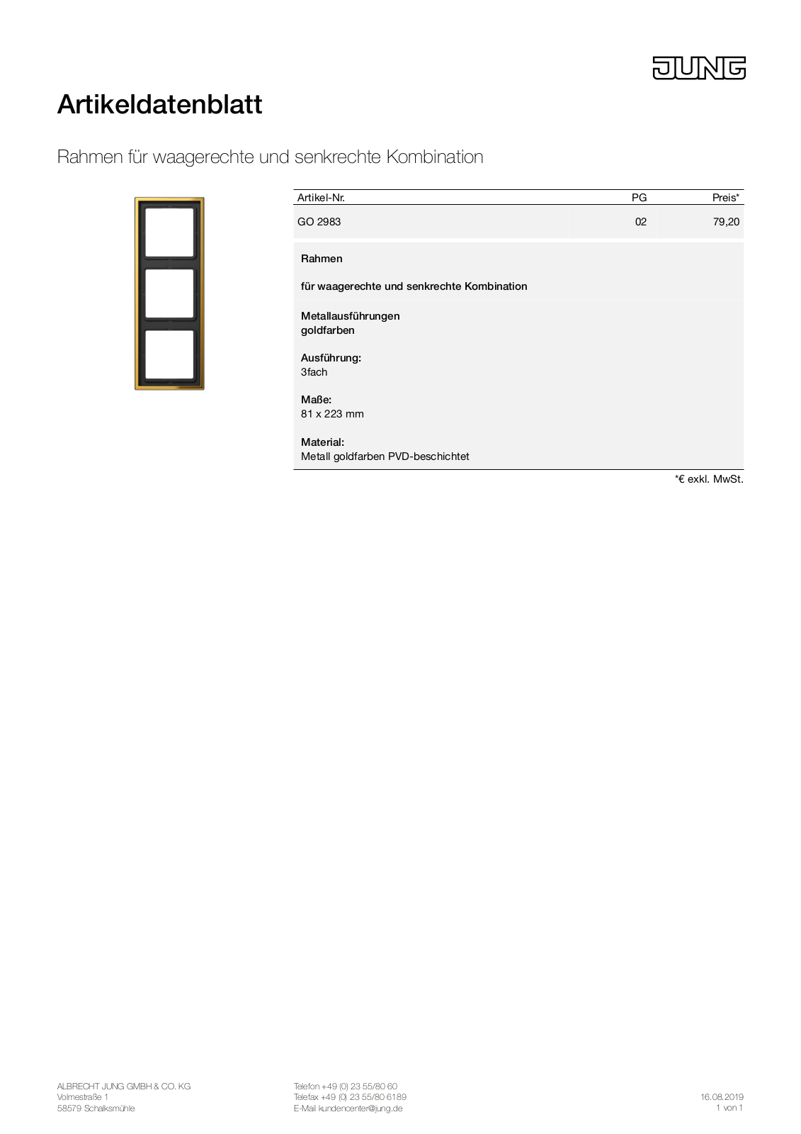 Jung GO 2983 User Manual