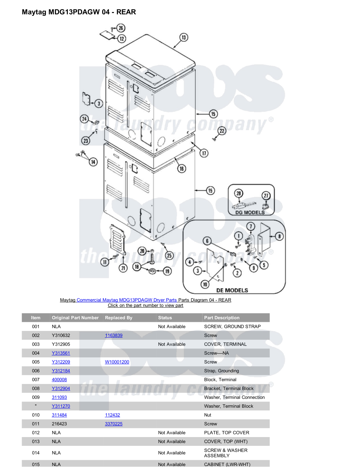 Maytag MDG13PDAGW Parts Diagram