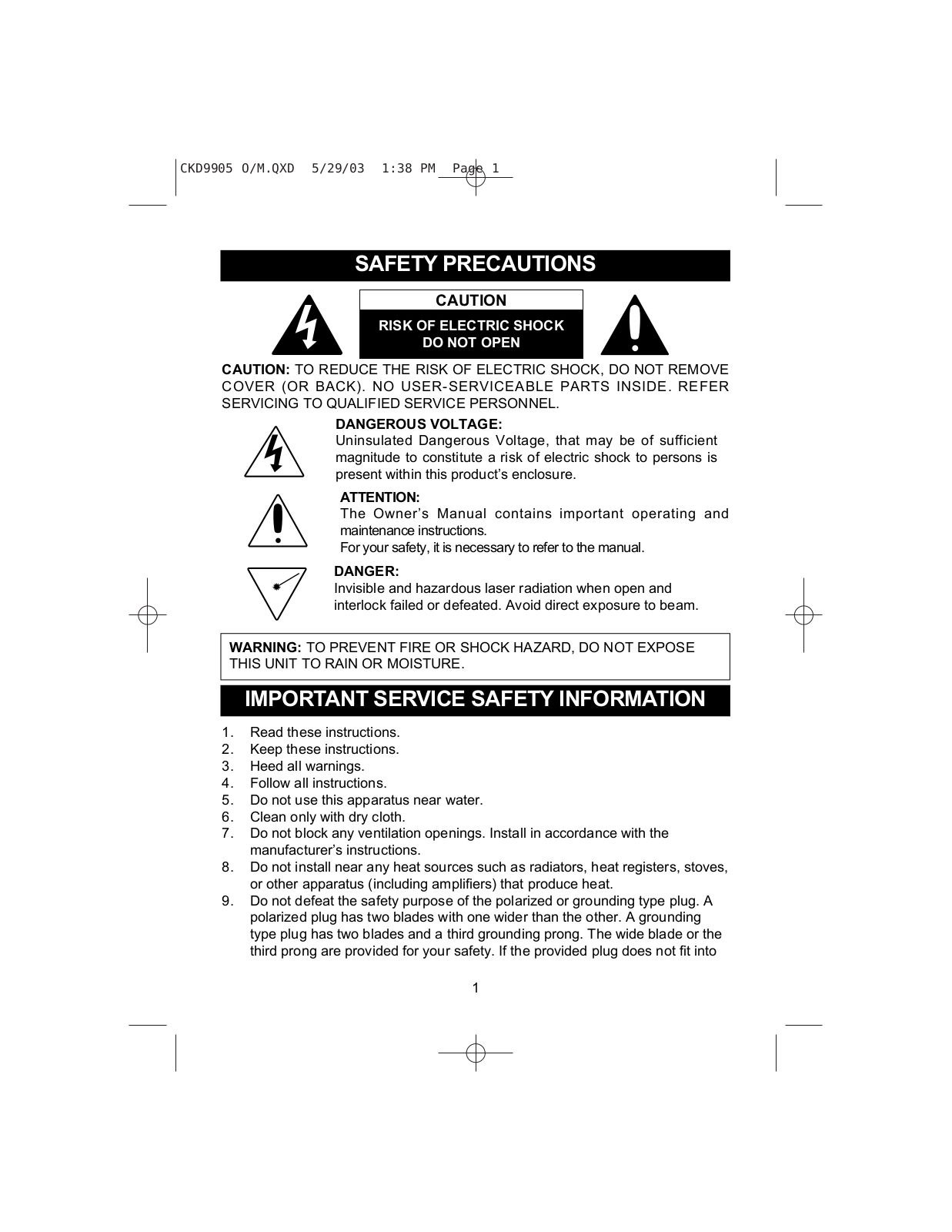 Emerson CKD9905 User Manual