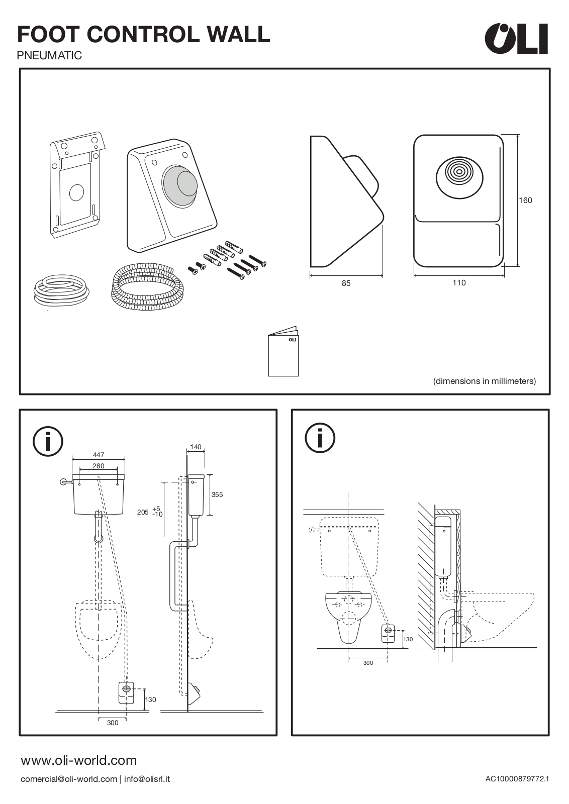 OLI FOOT CONTROL WALL PNEUMATIC Installation guide