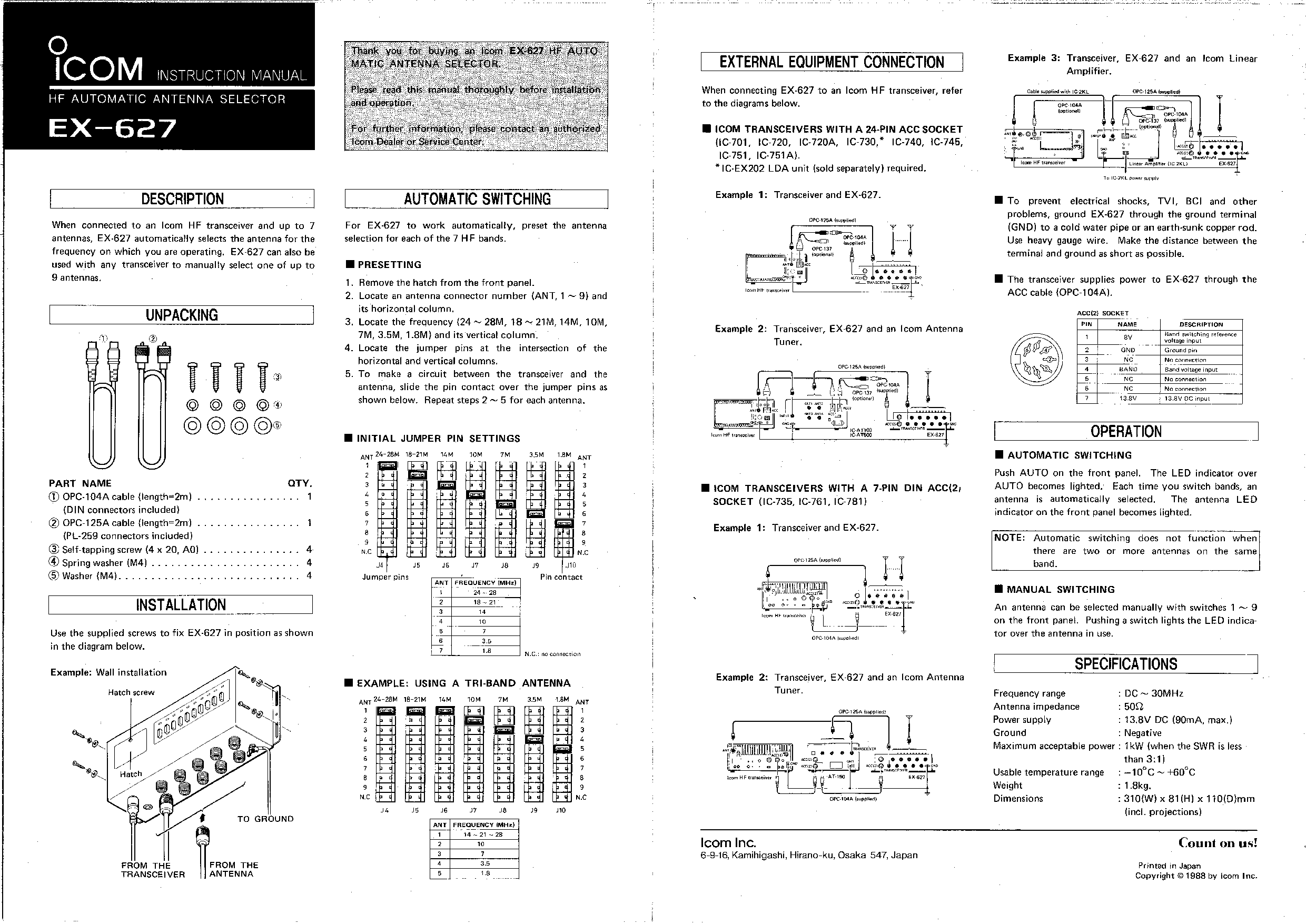 Icom EX-627 User Manual