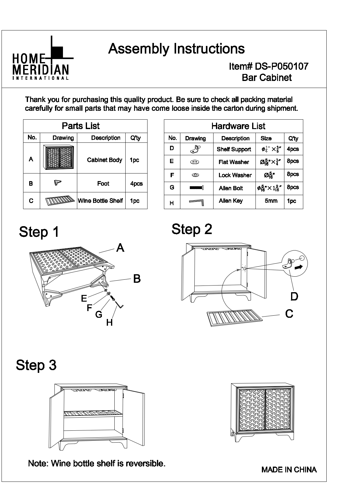 HomeFare DSP050107 Assembly Guide - ManualMachine.com
