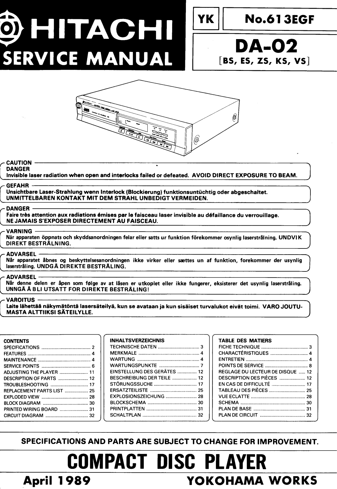 Hitachi DA-02 Service Manual