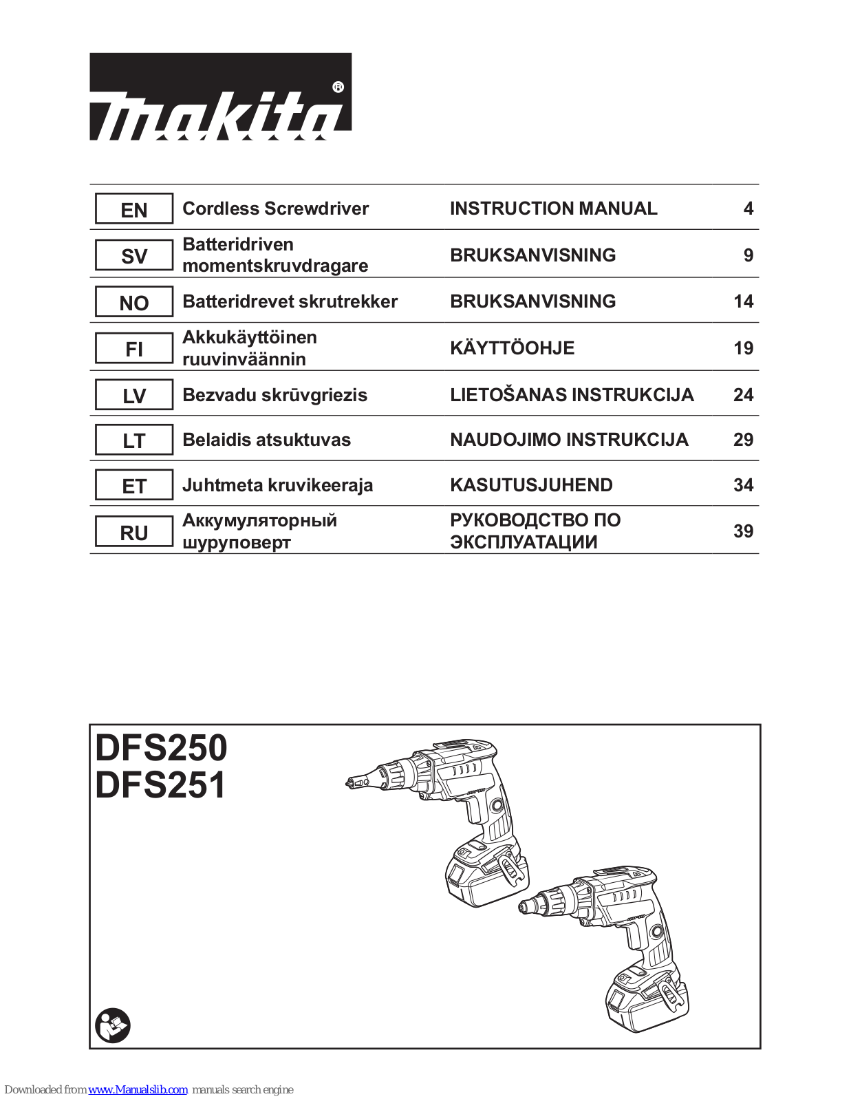 Makita DFS250, DFS251 Instruction Manual