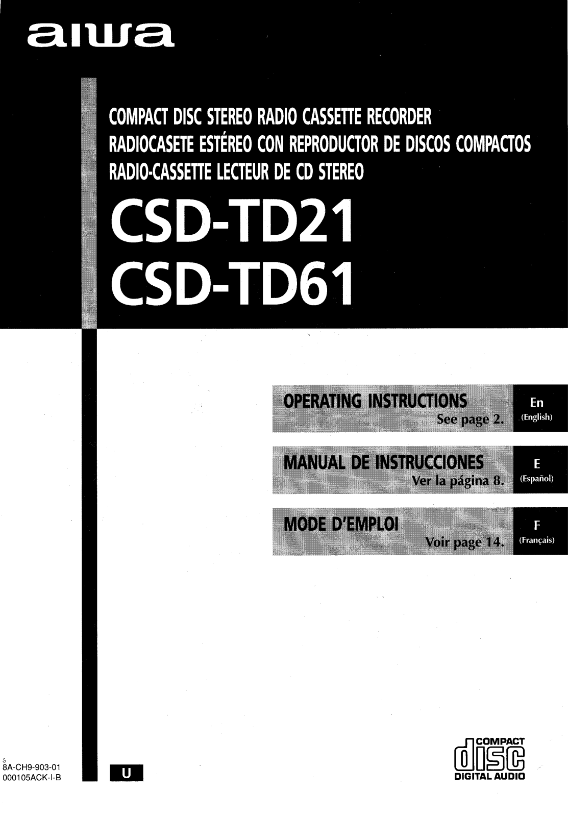 Sony CSDTD21, CSDTD61 Operating Manual