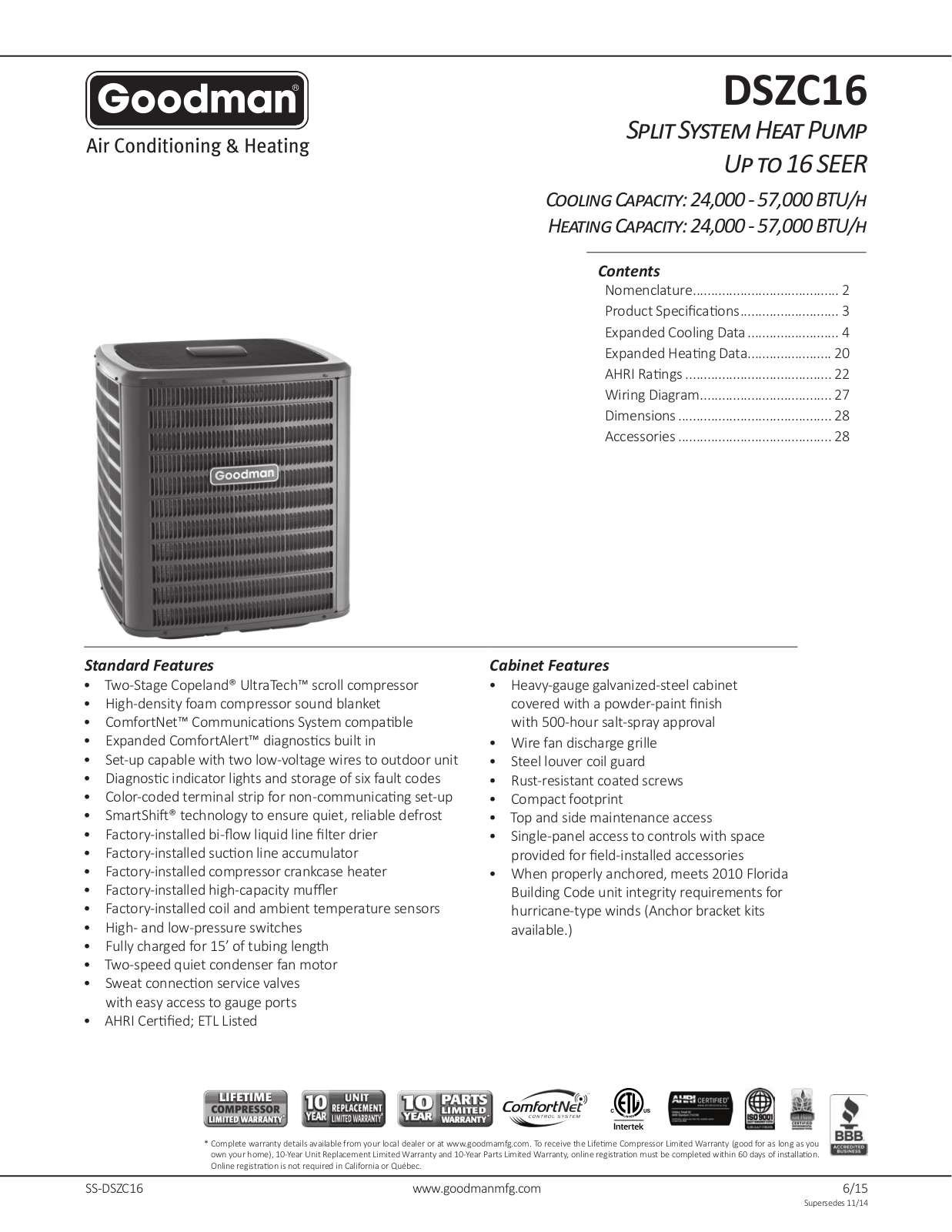 Goodman DSZC160601A User Manual