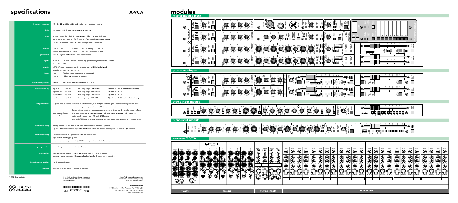 Crest audio X-VCA User Manual