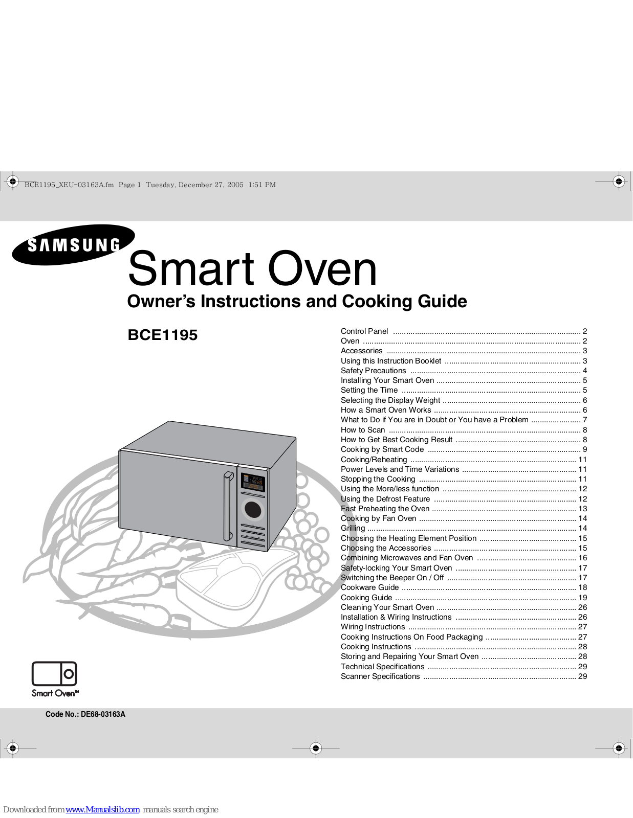 Samsung BCE1195-S/XEU, BCE1195 Owner's Instructions And Cooking Manual