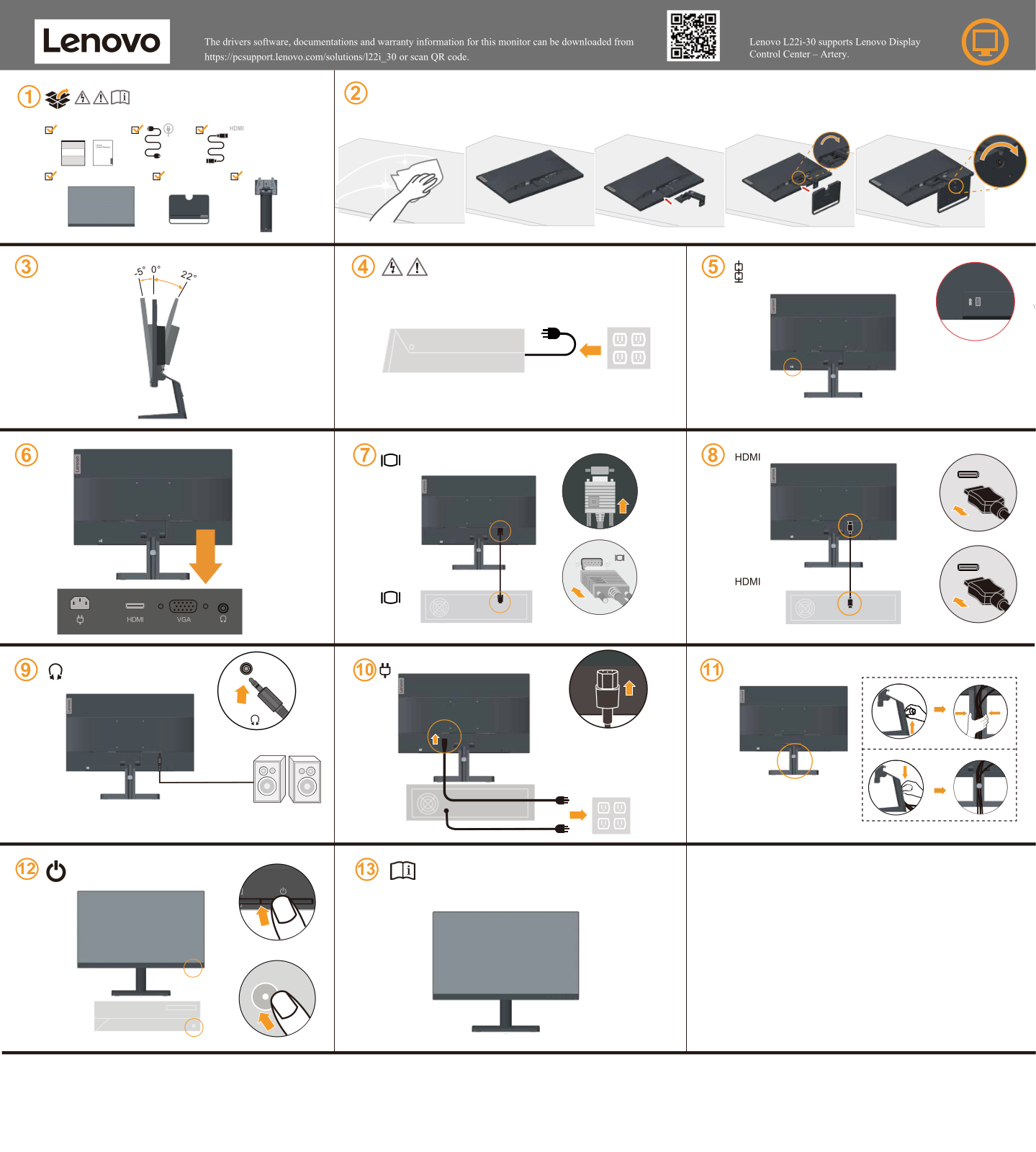 Lenovo L22i-30 Quick Start Guide