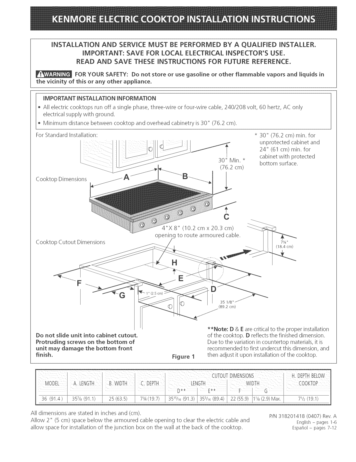 Kenmore 79043043401, 79040403511, 79040403410, 79040403510, 79040503600 Installation Guide - ManualMachine.com