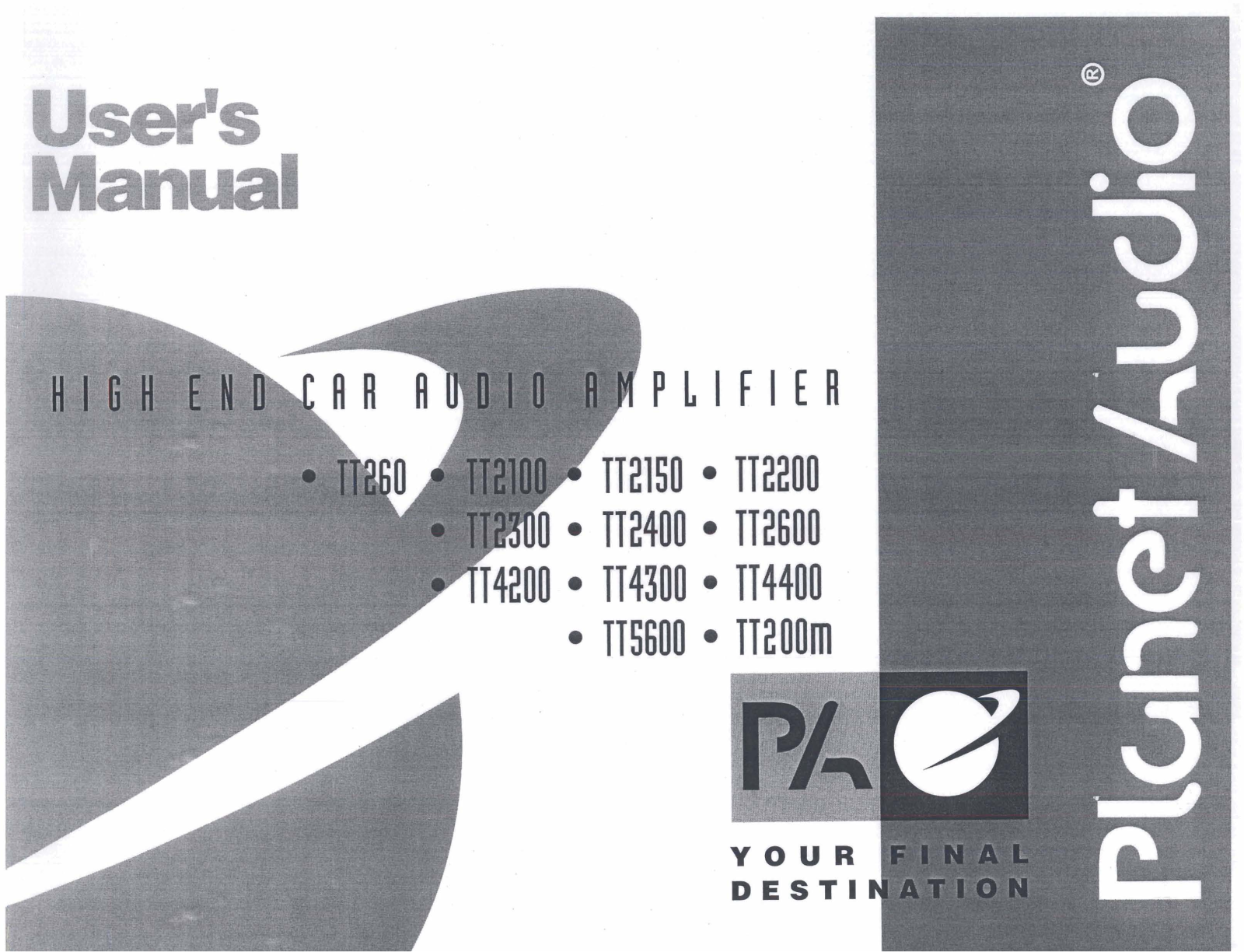 Planet Audio TT260, TT2100, TT2150, TT2200, TT2300 Users Manual - ManualMachine.com