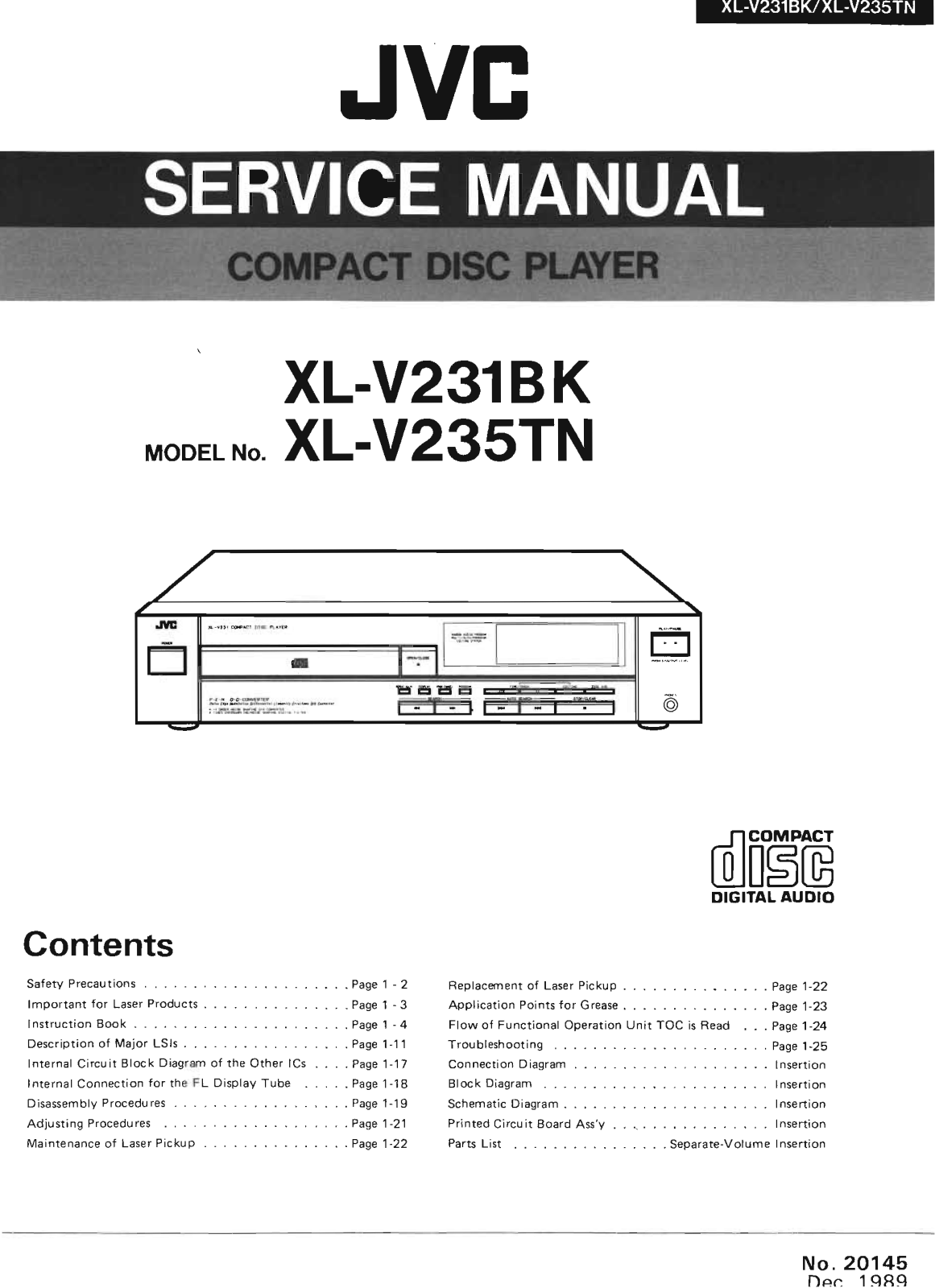 Jvc XL-V235-TN, XL-V231-BK Service Manual