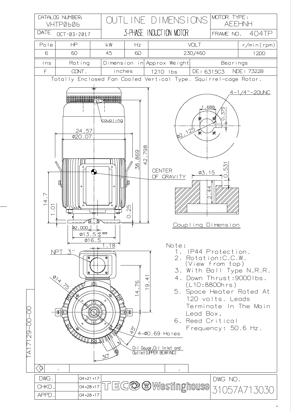 Teco VHTP0606 Reference Drawing