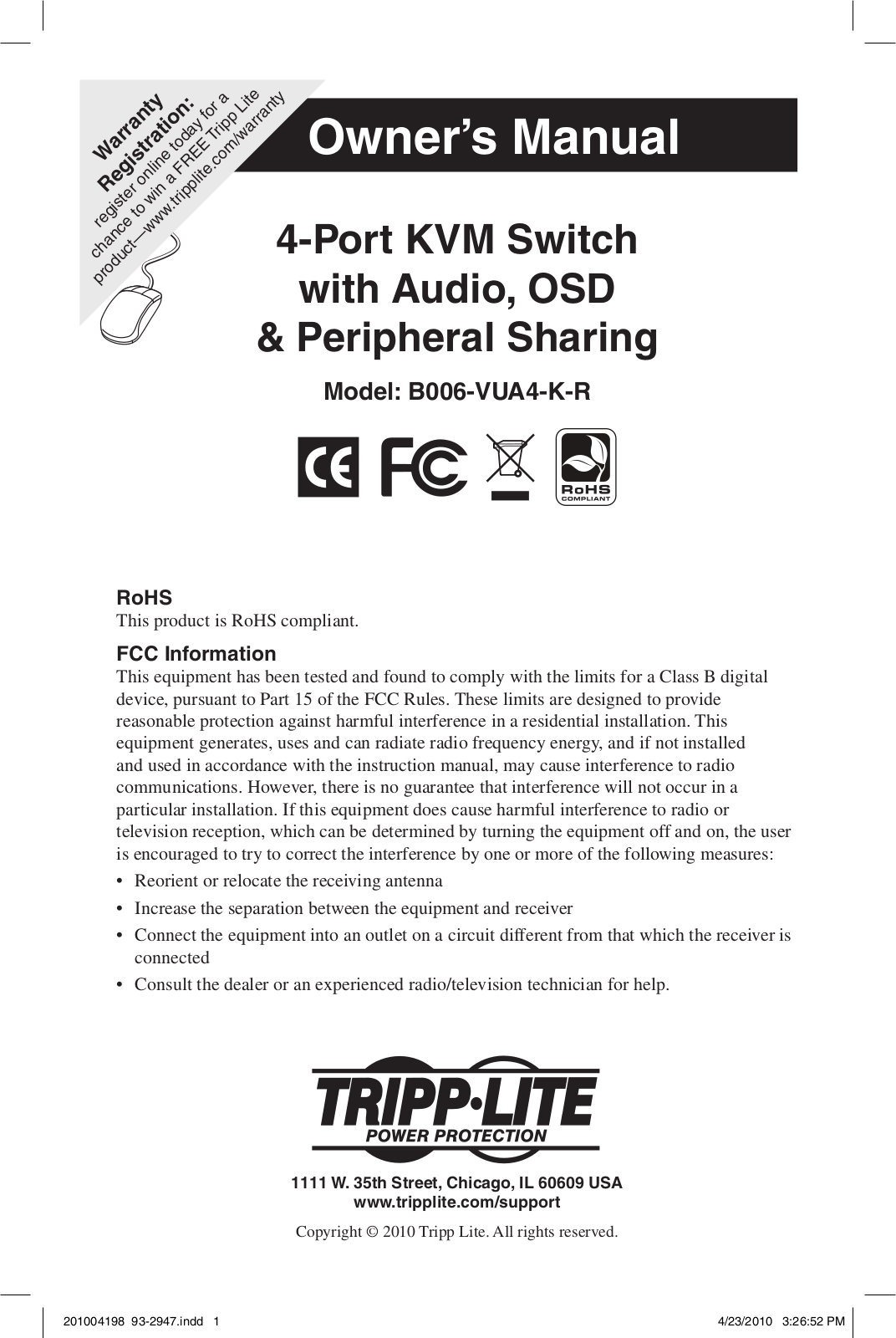 Tripp Lite B006-VUA4-K-R User Manual