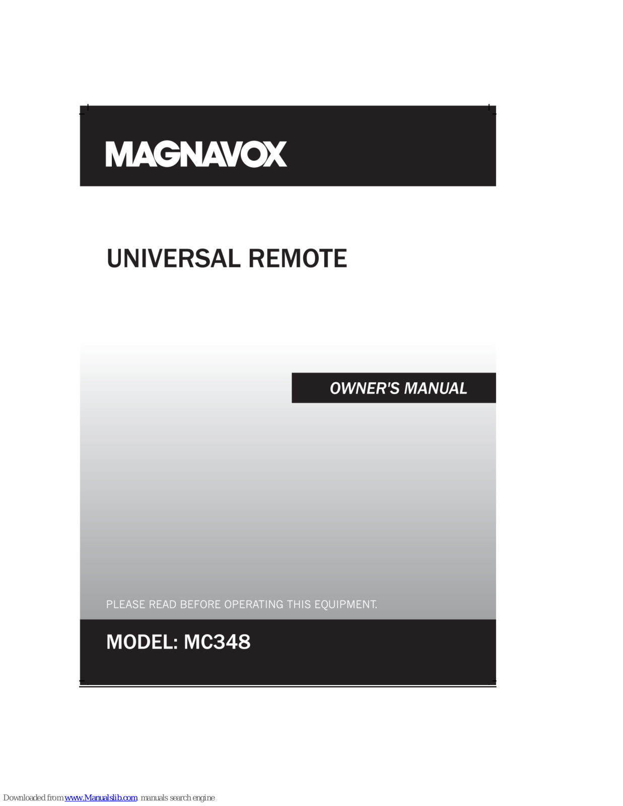 Magnavox MC348 Owner's Manual