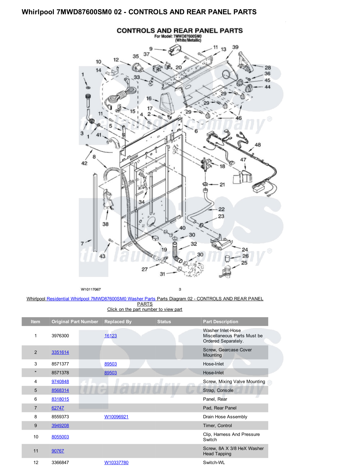 Whirlpool 7MWD87600SM0 Parts Diagram