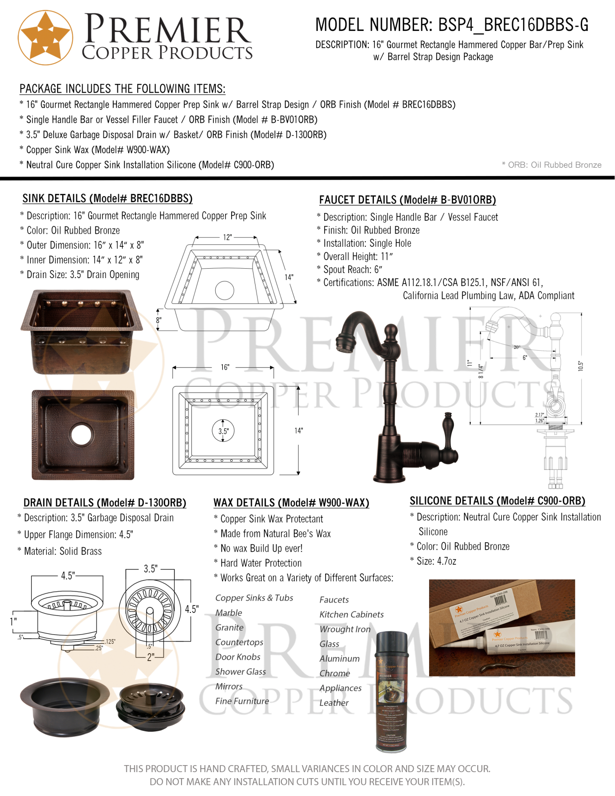 Premier Copper Products IER1874 Specifications - ManualMachine.com
