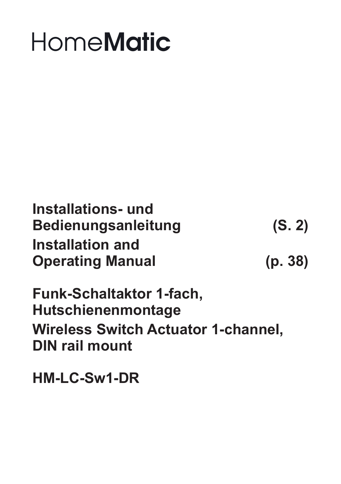 Homematic HM-LC-Sw1-DR Operating Manual