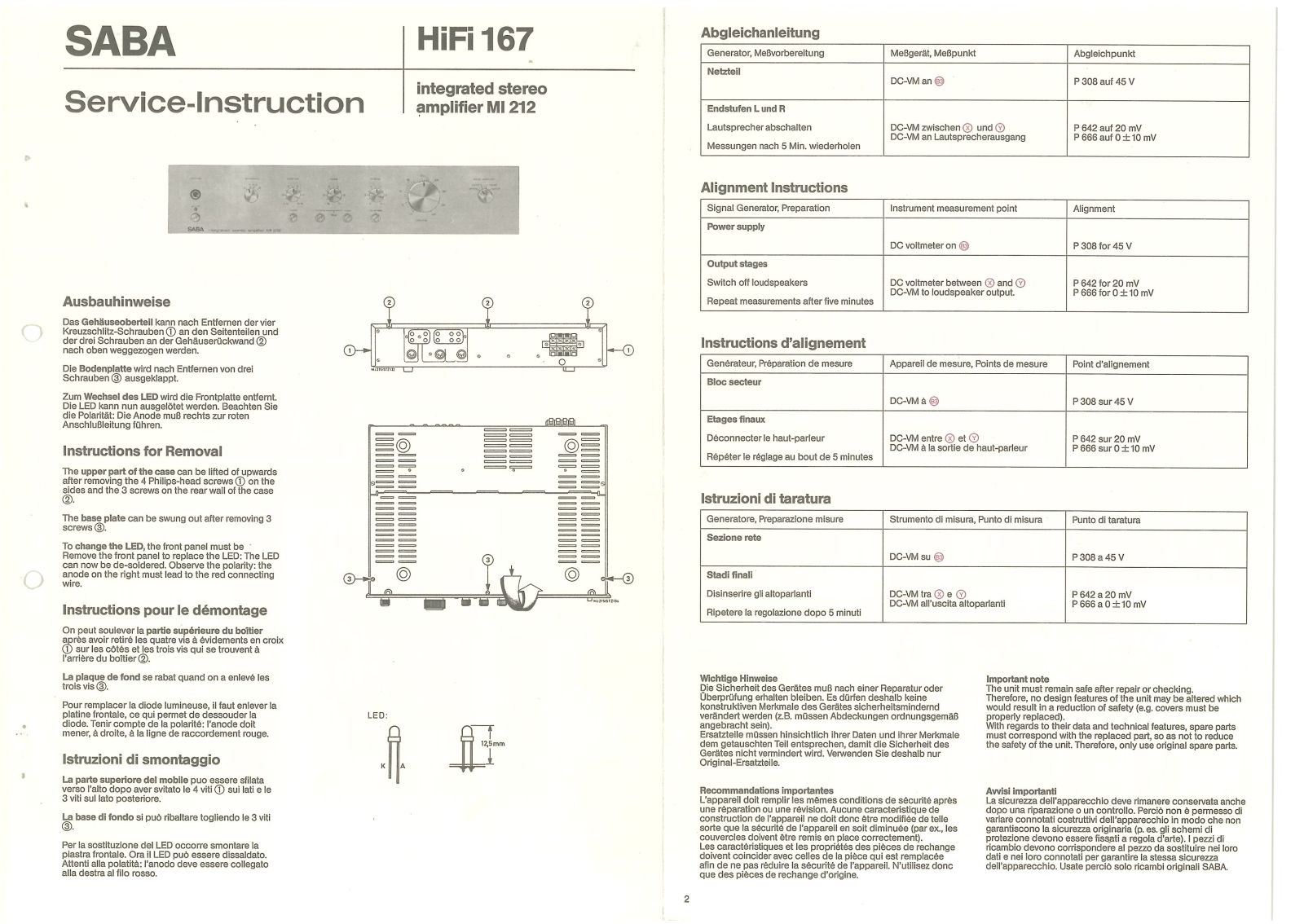 Saba MI-212 Service Manual