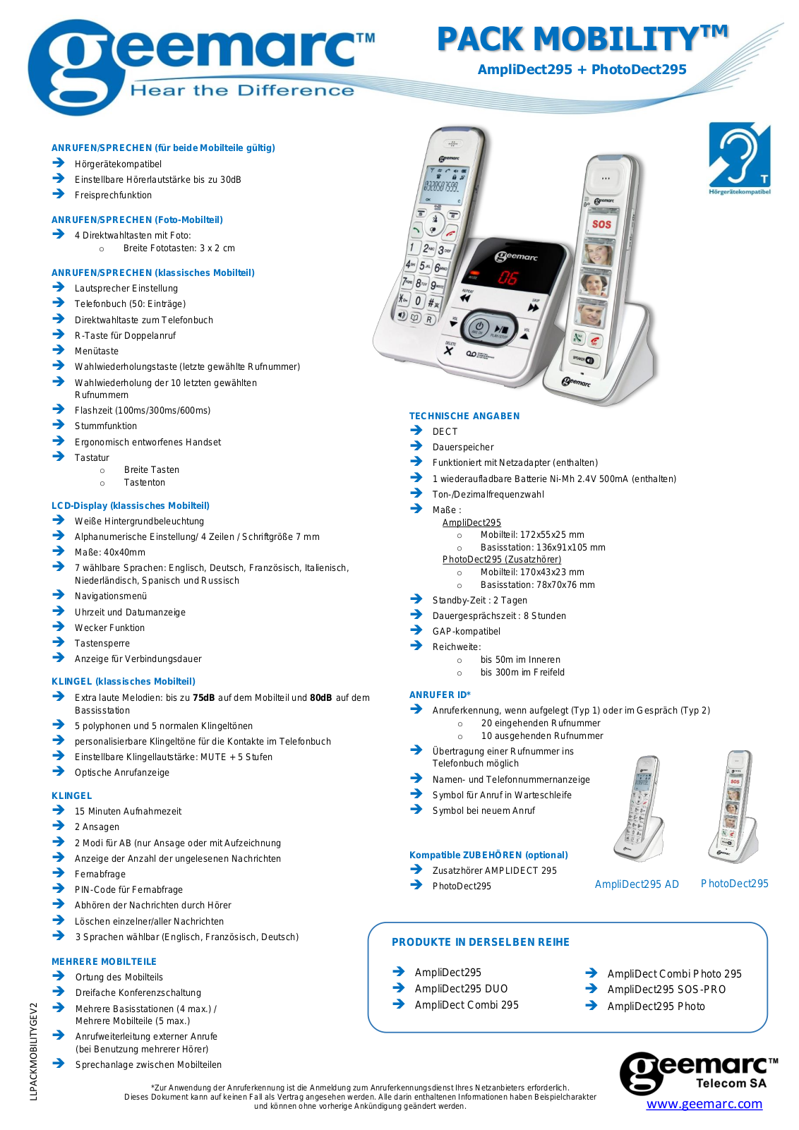 Geemarc PACK Mobility 295 User Manual