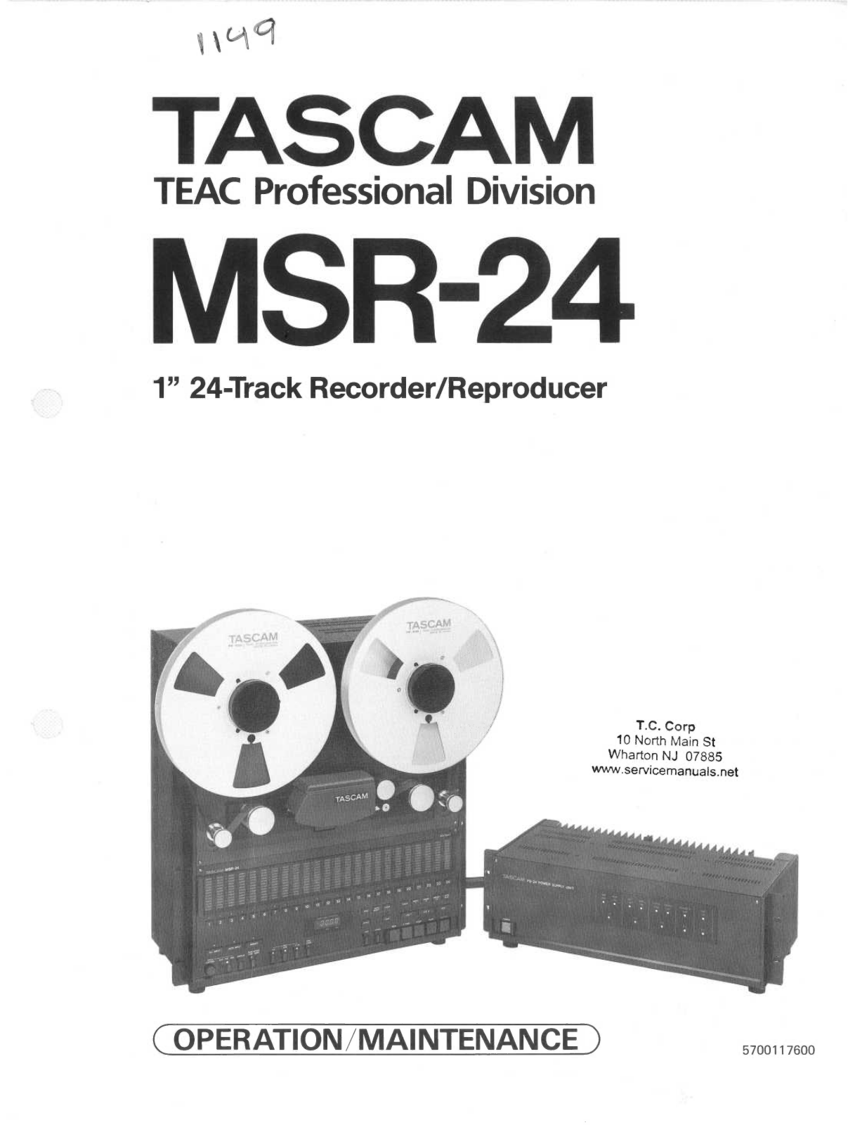 Tascam MSR-24 Operation Manual