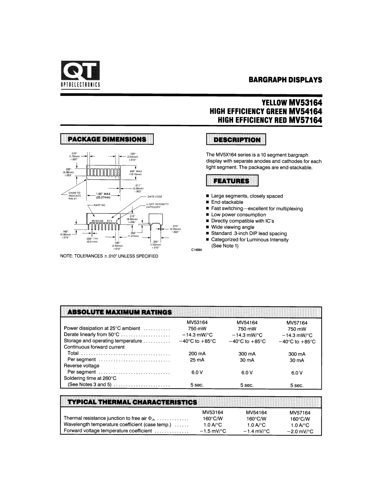 QT MV53164, MV57164, MV54164 Datasheet