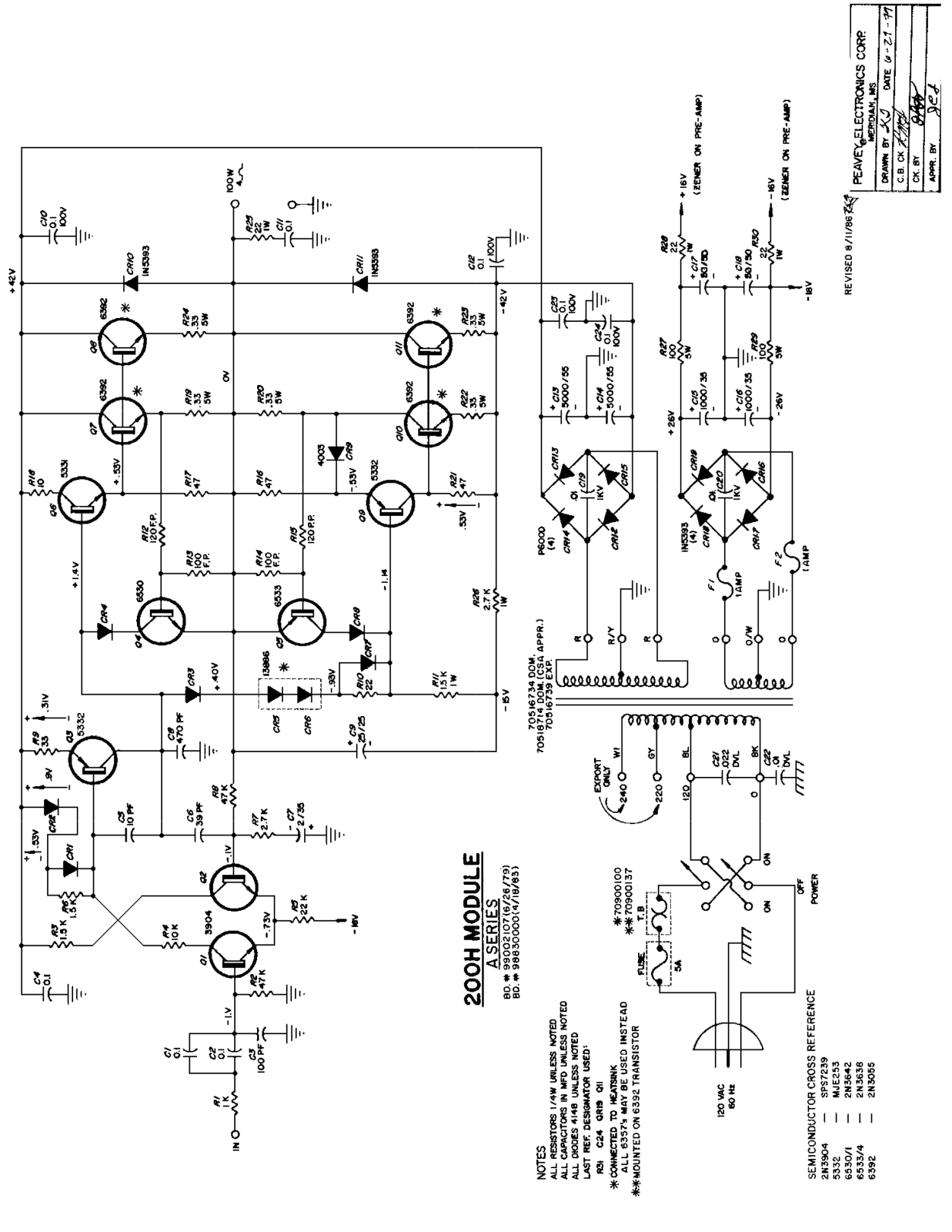 Peavey 200H-A-B Schematic