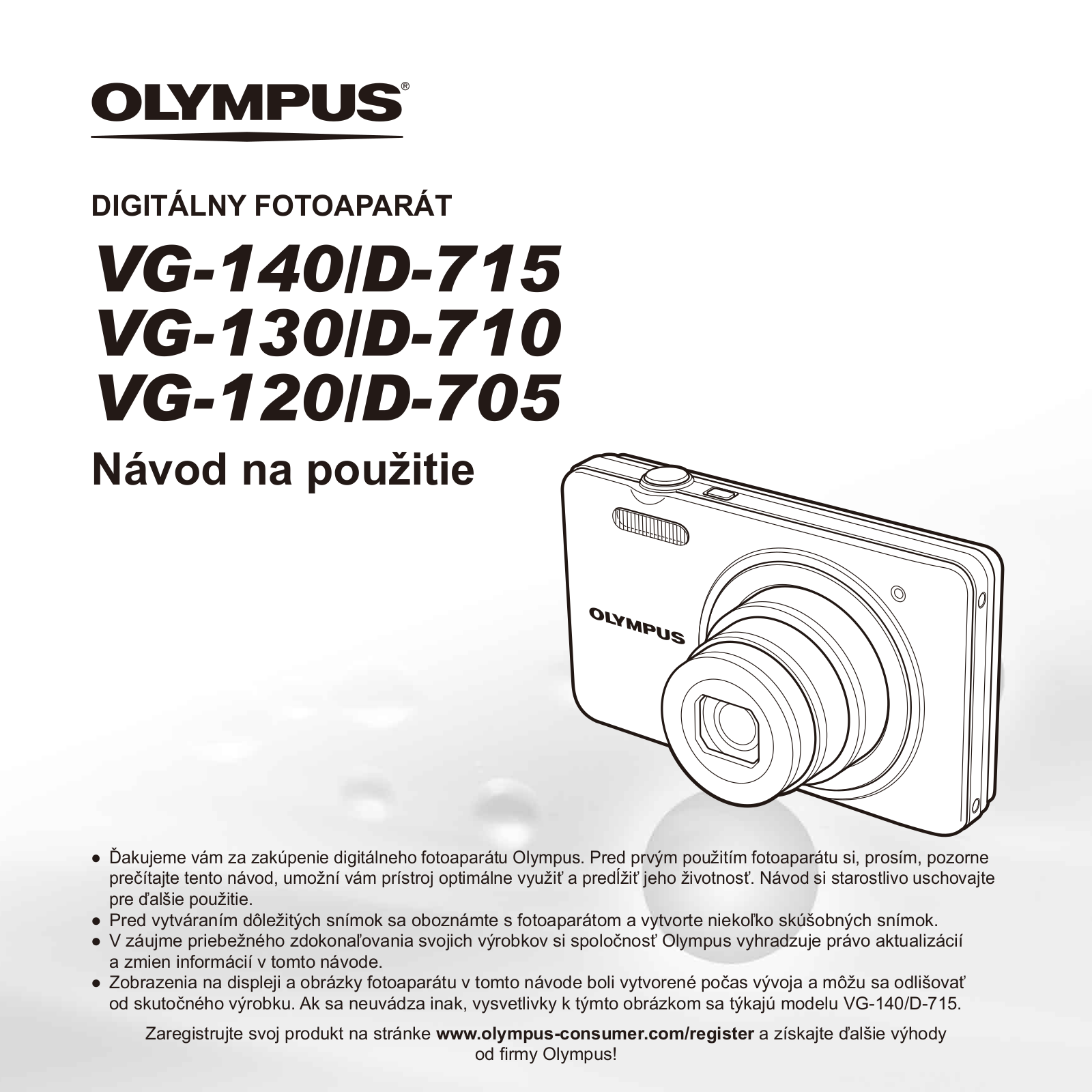 Olympus D-705, D-710, VG-130, VG-140, VG-120 User Manual