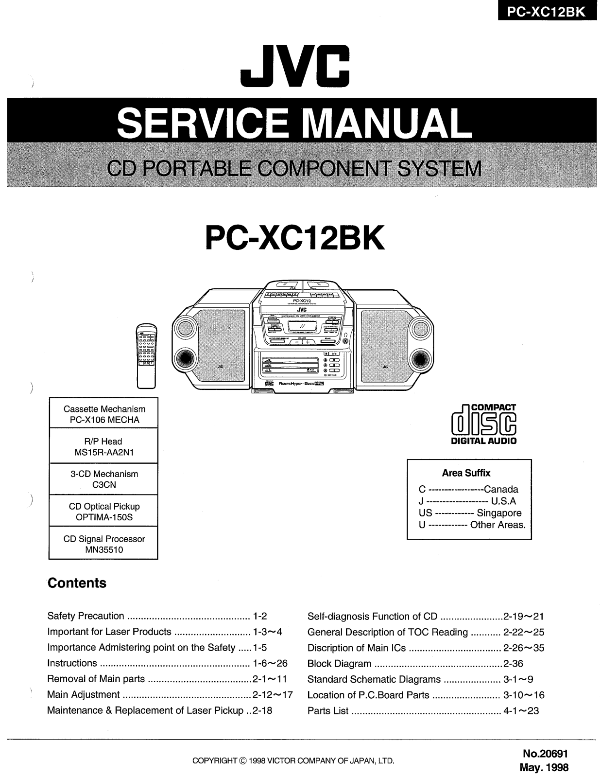 JVC PC-XC12BKC, PC-XC12BKJ, PC-XC12BKU, PC-XC12BKUS Service Manual