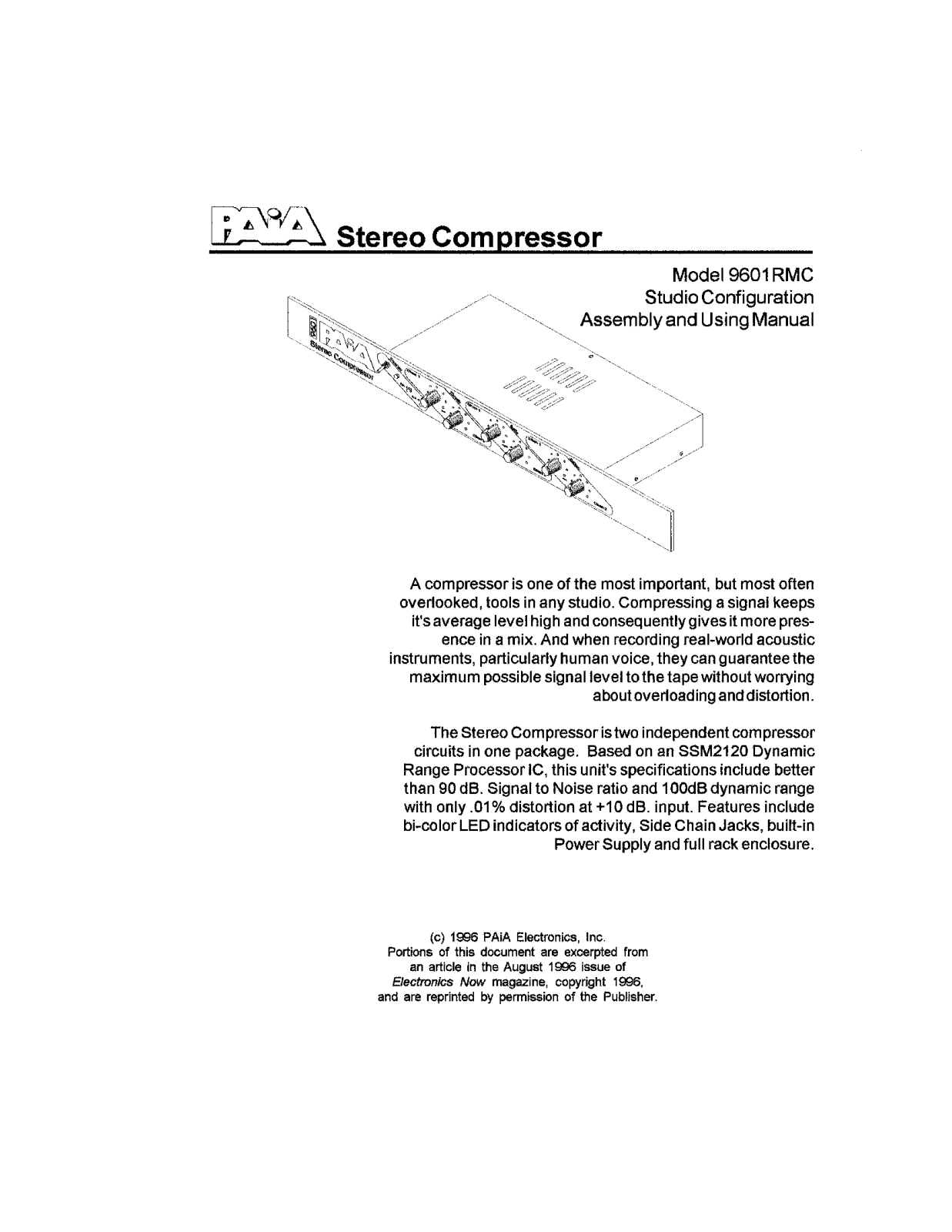 PAiA Electronics 9601 User's Manual