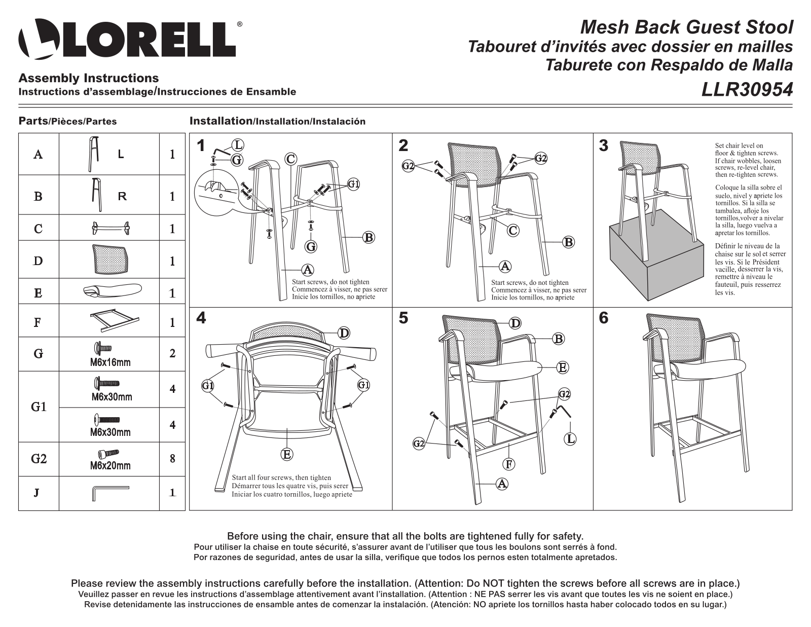 Lorell LRO10068 Installation & Assembly - ManualMachine.com