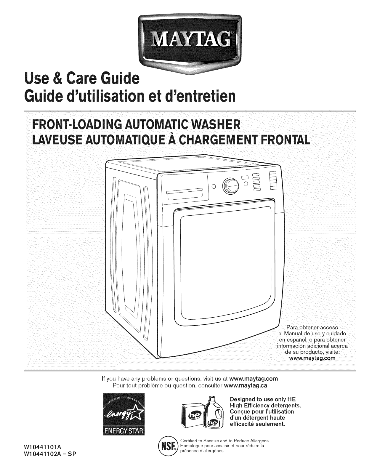 Maytag MHW8000AW0, MHW8000AG0 Owner’s Manual