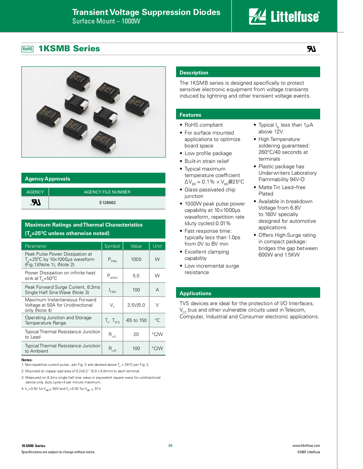 Littelfuse 1KSMB100A, 1KSMB10A, 1KSMB10CA, 1KSMB110A, 1KSMB110CA Schematic